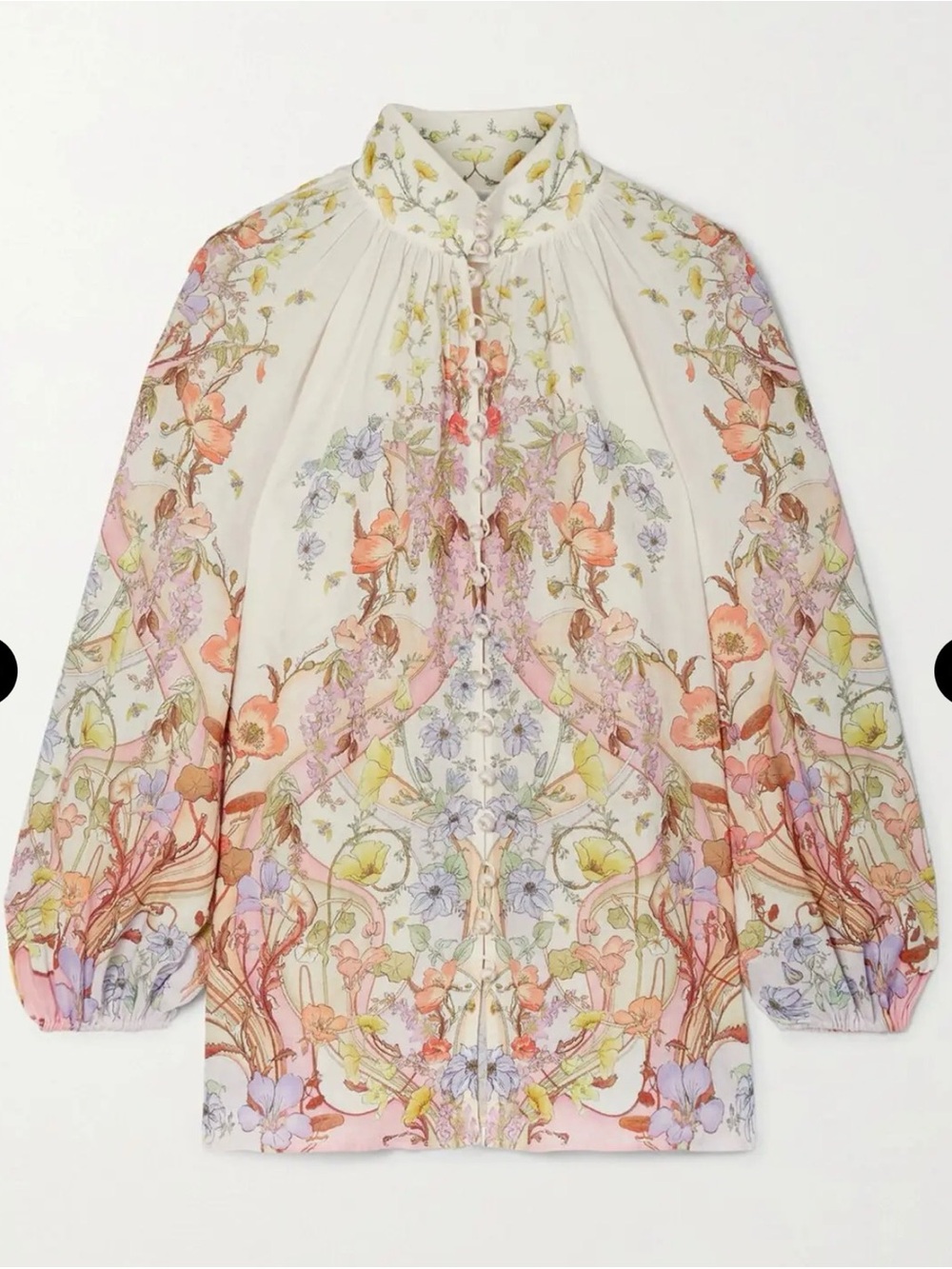 Zimmermann Cream Floral Print Blouse with Pastel Accents